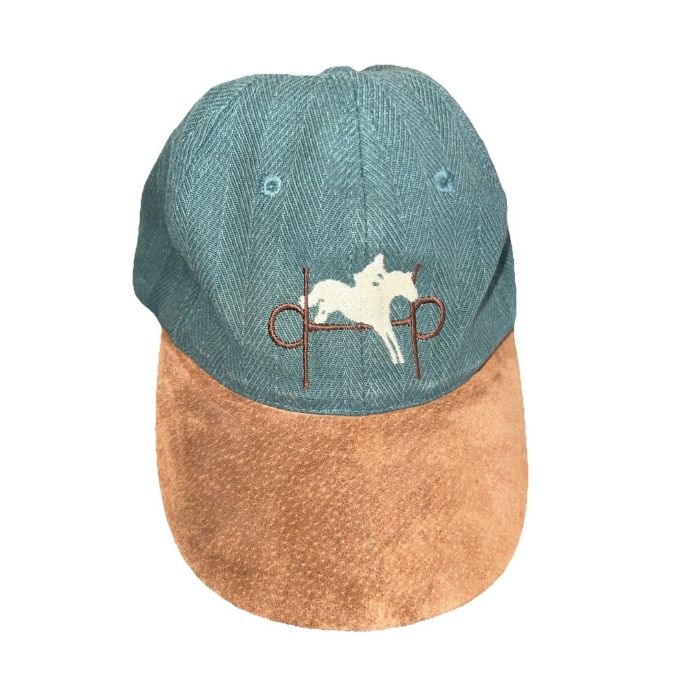 Vintage 90's Zkapz Adjustable Hat Green With Suede Brim Equestrian Logo